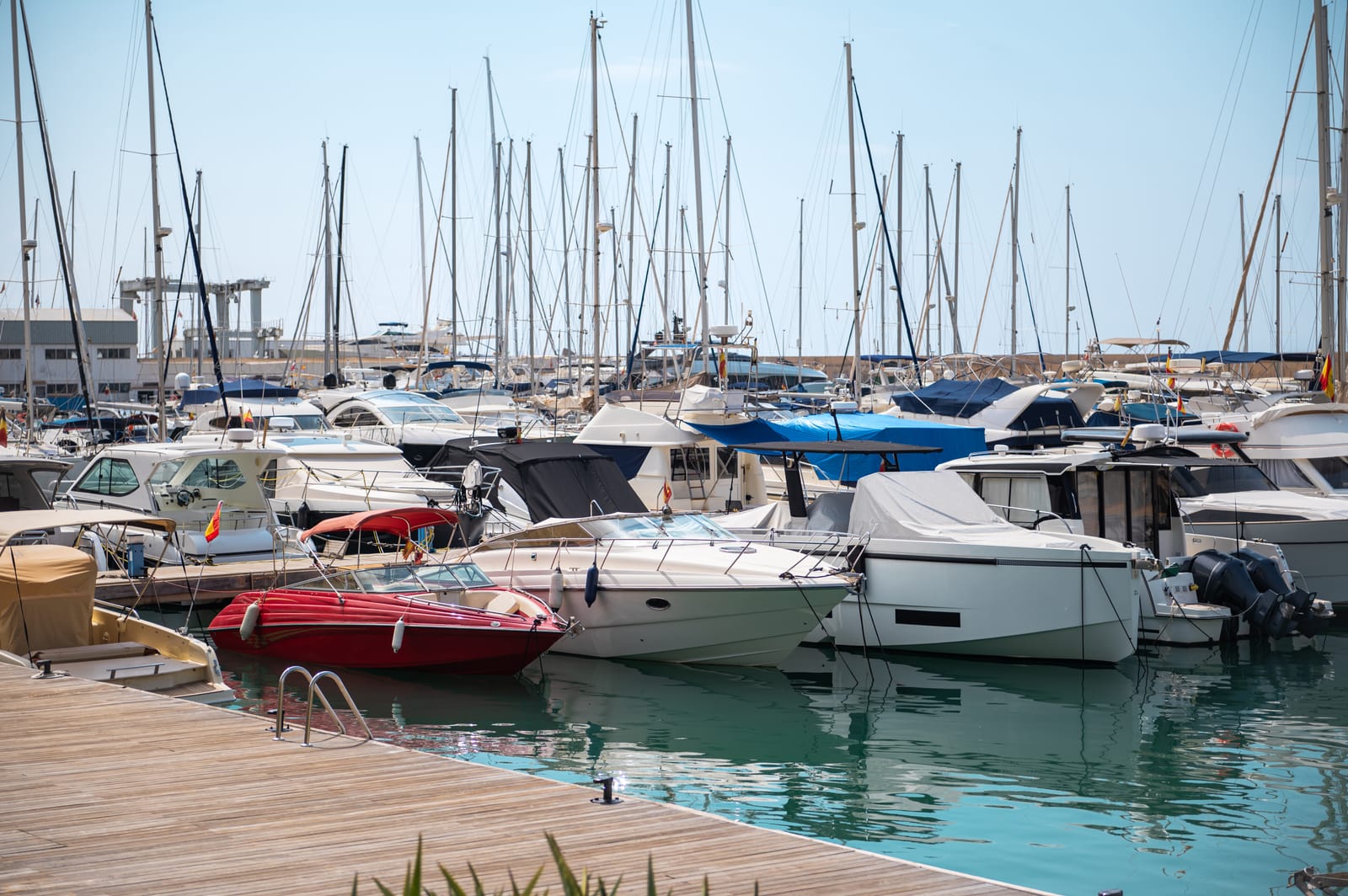 scenic view of a marina filled with boats